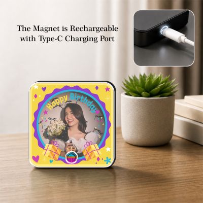 Personalized Happy Birthday Musical Fridge Magnet with Music Speaker Birthday Gift for Girlfriend, Wife, Sister & Friends Rechargeable Sound Speaker, Birthday Return Gift Idea